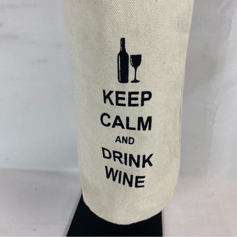 Keep Calm and Drink Wine Canvas Leather Tote Wine Bottle Carrier